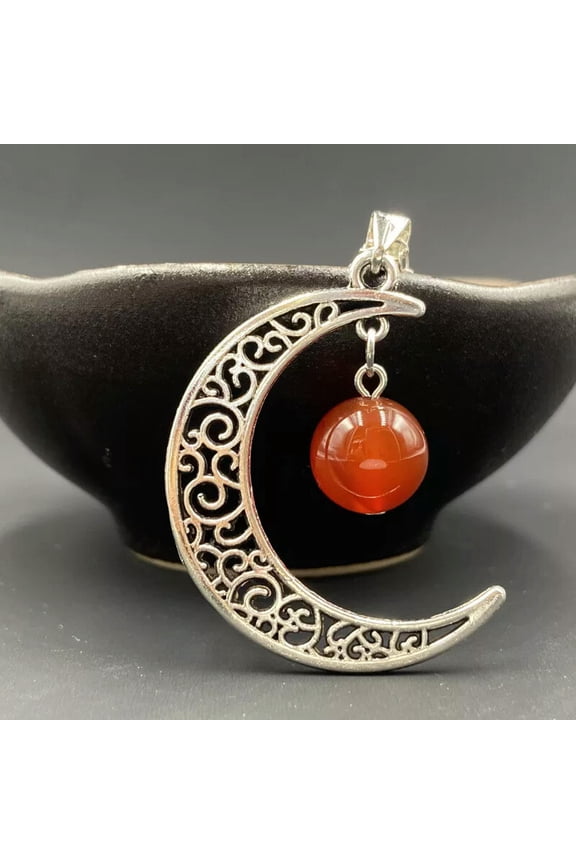 10pcs Red Jade stone Moon ball Pendants Chakra Reiki Healing Amulet