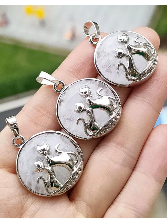10pcs Rock Quartz Gems Kitty Cat Love Pendants Magic Reiki Healing Amulet
