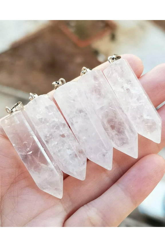 10pcs Rock Quartz Gems Stone Pendants Energy Chakra Reiki Healing Amulet