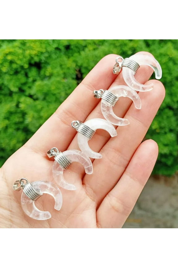10pcs Rock Quartz Gems stone Moon Pendants Prism Magic Reiki Healing Amulet