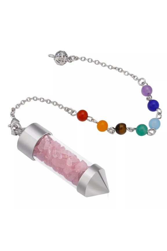 10pcs Rose Quartz Stone Chakra Wishing Bottle Pendulum Natural Chip Pendant