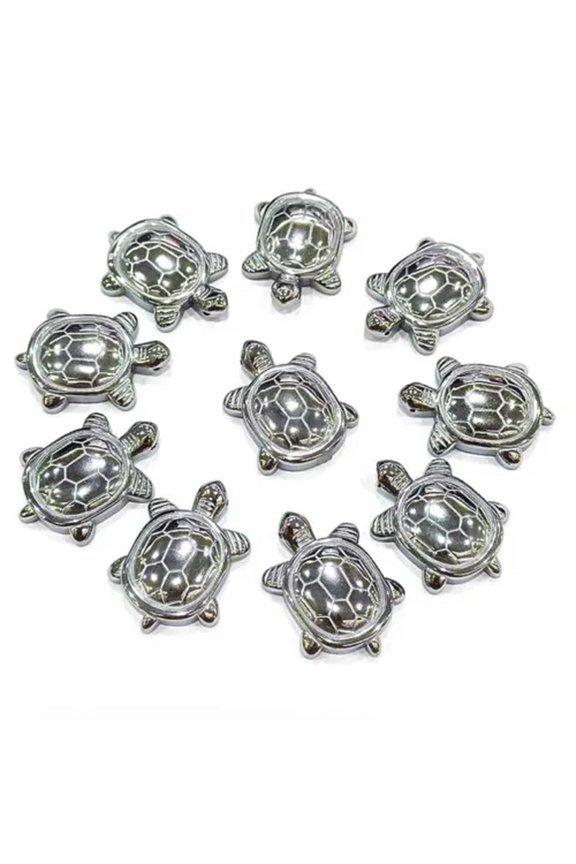 10pcs Silvery Carved Hematite Turtle Pendant Bead 40x40x7mm Delicate Jewelry Making