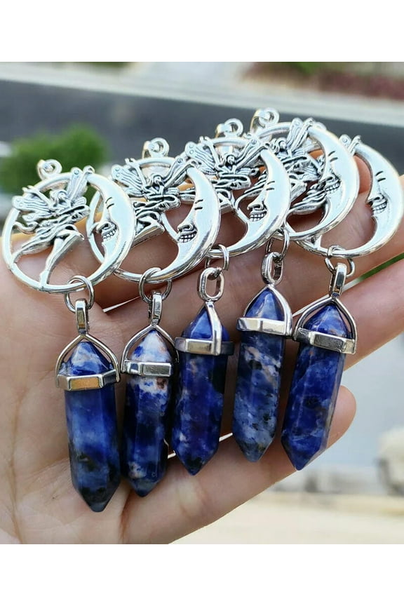 10pcs Sodalite Gems stone Moon Goddess Pendants Chakra Reiki Healing Amulet
