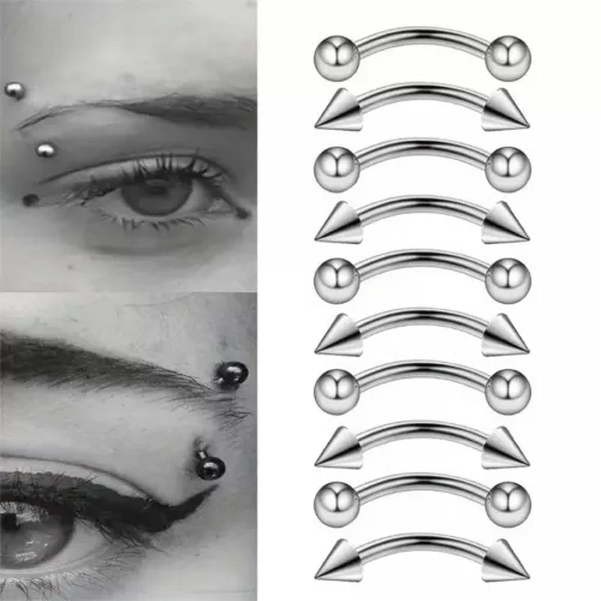 K-KED 10pcs Surgical Steel Eyebrow Nails Curved Bent Barbell Cartilage ...