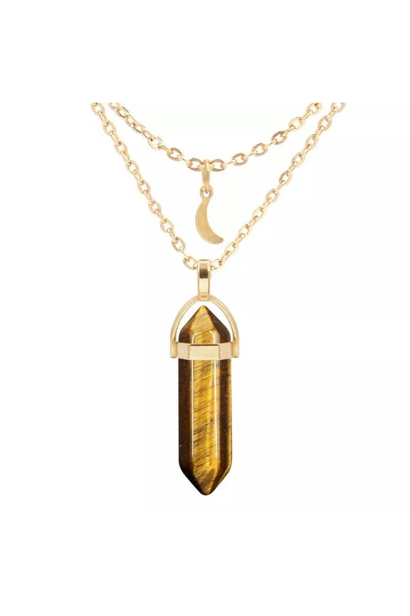 10pcs Tiger Eye Stone Layered Necklace Hexagonal Chakra Healing Amulet