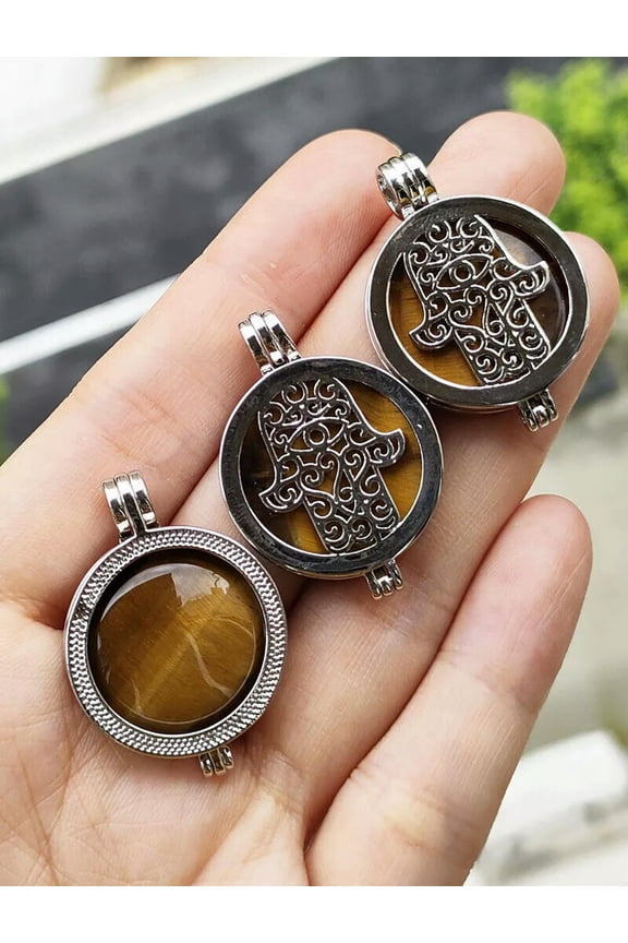 10pcs Tiger eye Gems Hand Of God Pendants Box Chakra Reiki Healing Amulet