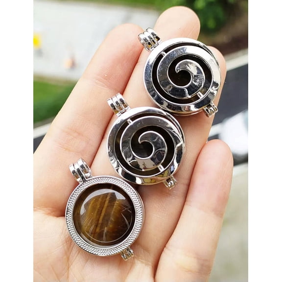 K-KED 10pcs Tiger eye Gems Tornado wealth Pendants Box Chakra Reiki Healing Amulet