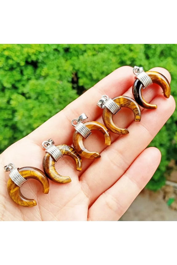 10pcs Tiger eye Gems stone Moon Pendants Prism Magic Reiki Healing Amulet
