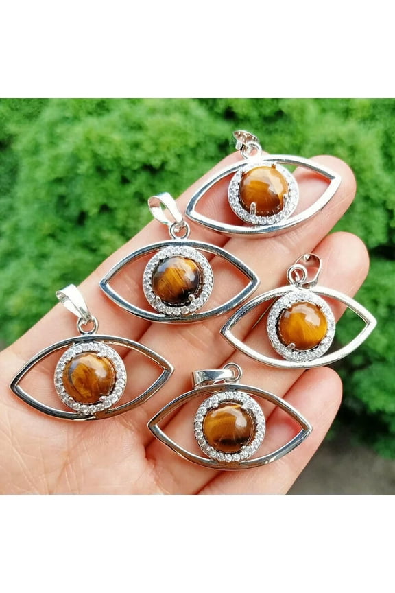 10pcs Tiger eye stone Eye wisdom Pendants Chakra Reiki Healing Amulet Wholesale
