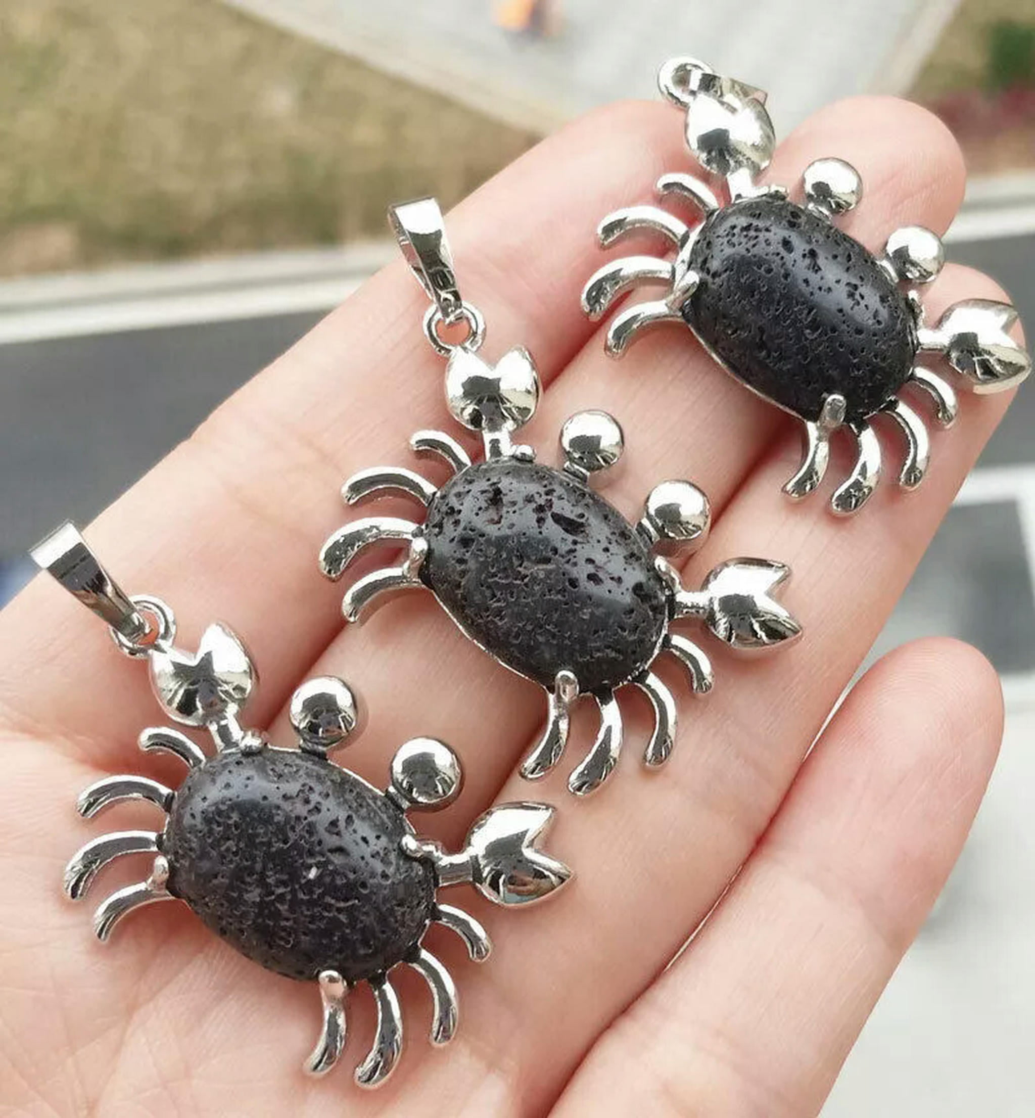 K-KED 10pcs Volcano Lava Gems Stone crab Pendants Chakra Reiki Healing ...