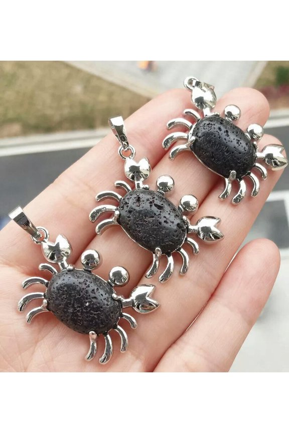 10pcs Volcano Lava Gems Stone crab Pendants Chakra Reiki Healing Amulet