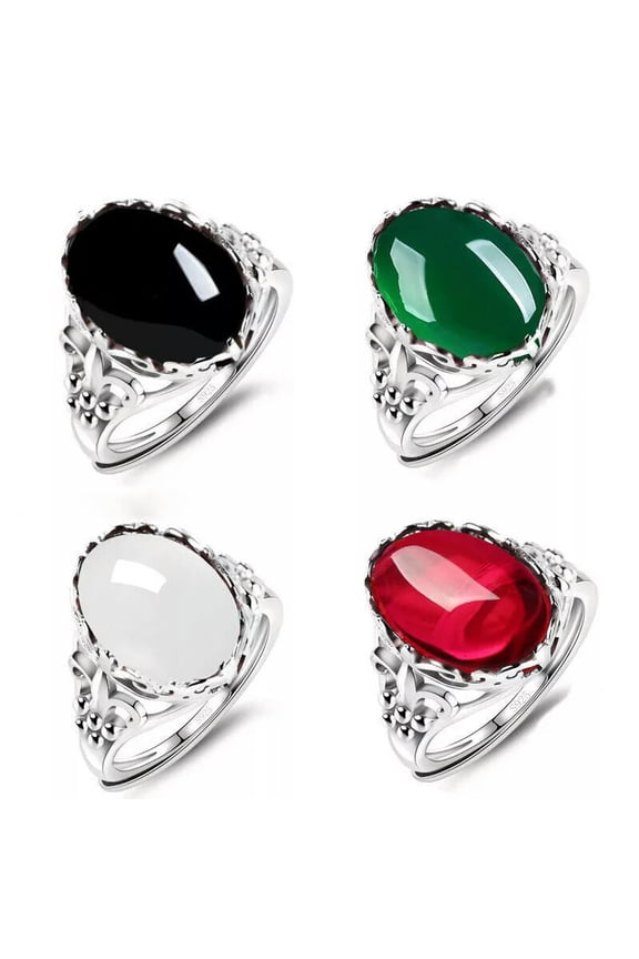 10pcs Wholesale Bulk Lots Mixed Agate Color Natural Stone Alloy Women Rings