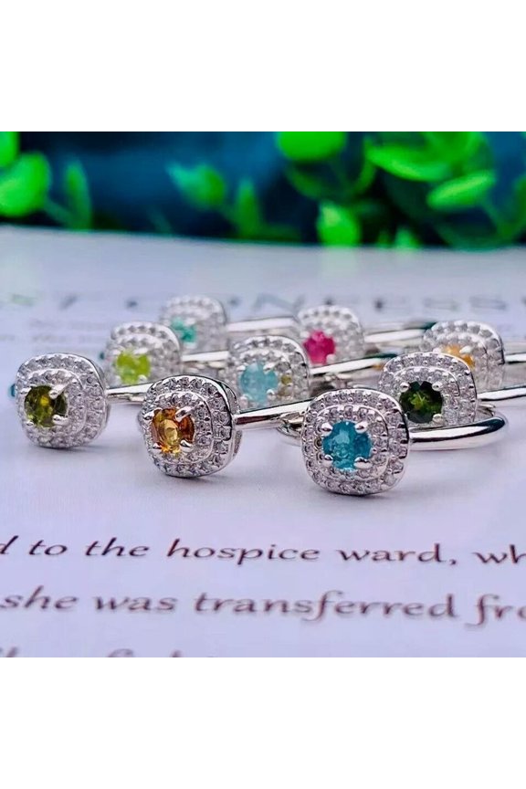 10pcs Women Delicate Jewelry Mixed Natural Stone inlay Tourmaline Wholesale Rings