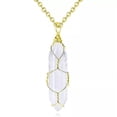 thumbnail image 1 of K-KED 10pcs Wrapped Natural Stone Hexagonal Gold Bullet Shape Quartz Pendant Necklace-White Crystal, 1 of 9