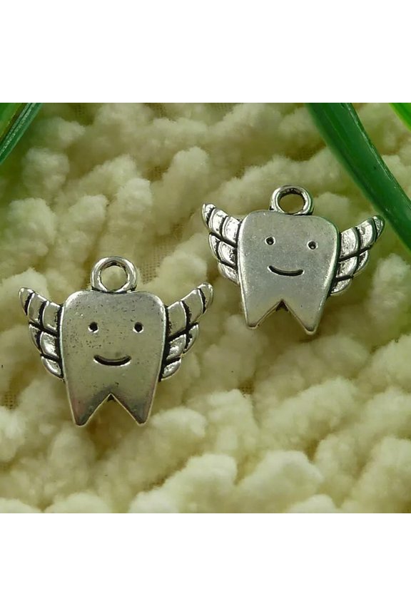 114 Pcs Tibetan Silver Tooth Charms Pendant 20X18MM S2430 DIY Delicate Jewelry Making
