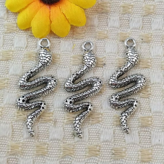 K-KED 114 Pcs Tibetan Silver snake Charms Pendant 39x15MM S5226 DIY Delicate Jewelry Making