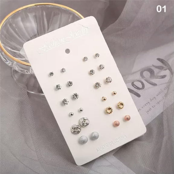 K-KED 12 Pairs Small Stud Earring Set For Women Simple Geometric Earring Party Jewe:yq-01