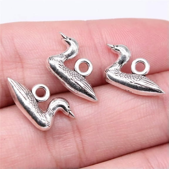 K-KED 120 Pcs Antique Silver goose Charms Pendant 18x10MM B16194