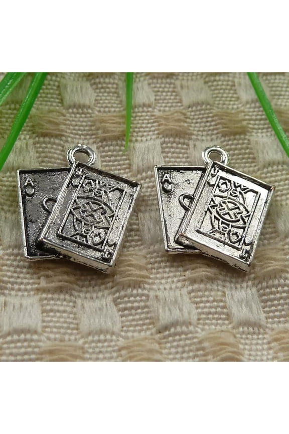 120 Pcs Tibetan Silver Playing Cards Charms 19X17MM S4174 DIY Delicate Jewelry Making
