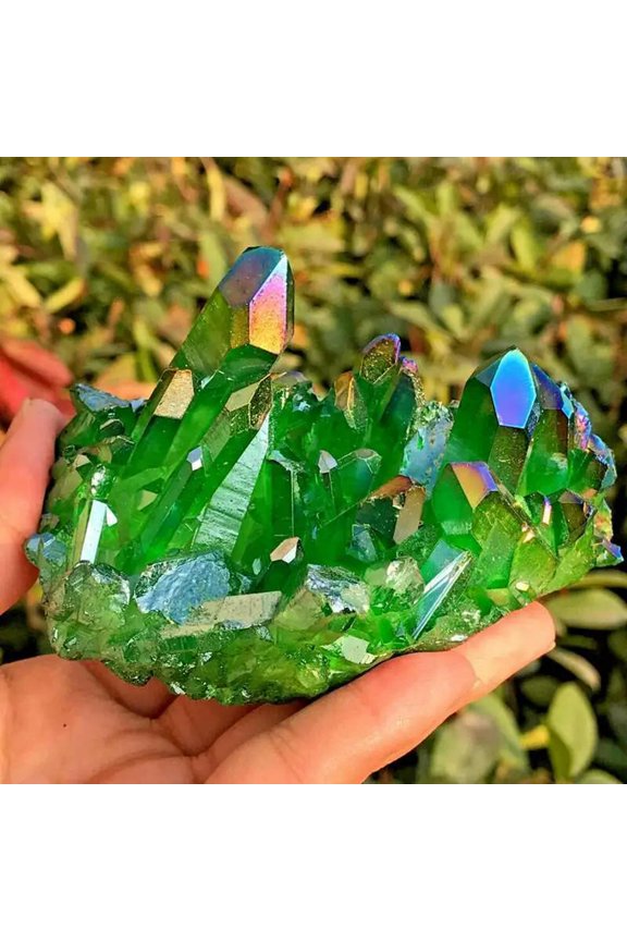 120g AAA Natural Healing Green Aura Crystal Titanium VUG Quartz Cluster Specimen-default