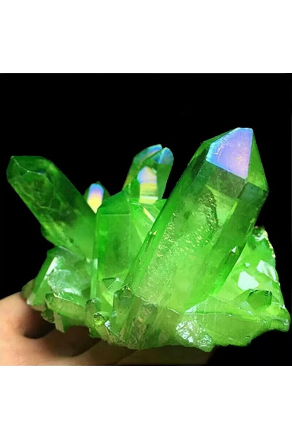 120g Large Natural Healing Green Aura Crystal Titanium Quartz Cluster Reiki-default