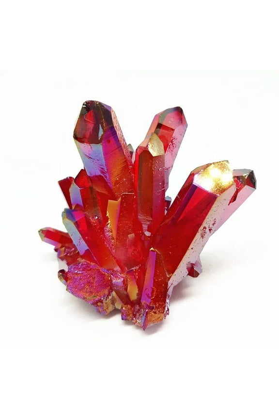 120g Natural Healing Aura Red Titanium Crystal Point Quartz Cluster VUG Specimen-default