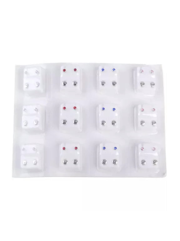 24Pcs Lot Women Crystal Surgical Steel Piercing Ear Stud Earrings Gun Delicate Jewelry CA-02# Colorful