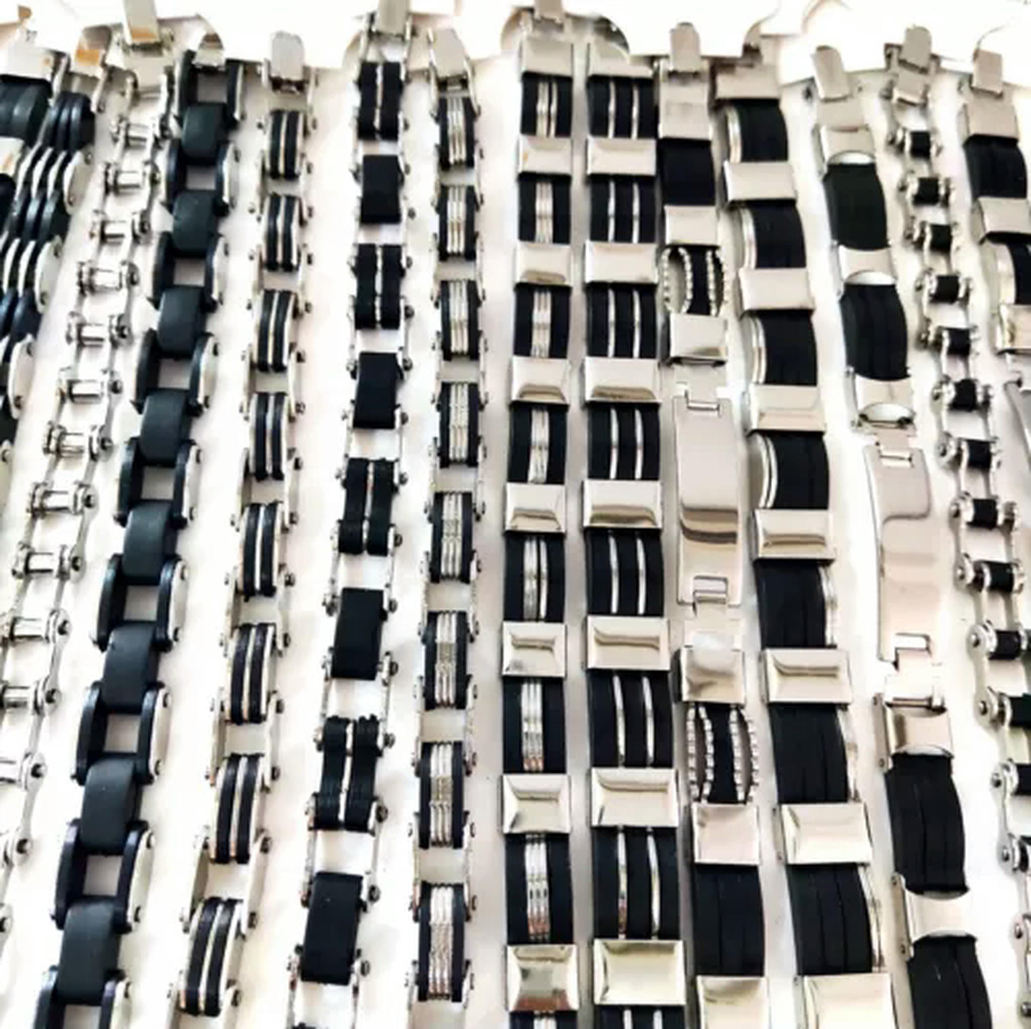 K-KED 12pcs Design Mix Men Stainless Steel Bracelet Man Wristbands Bangle Cool Jewelry