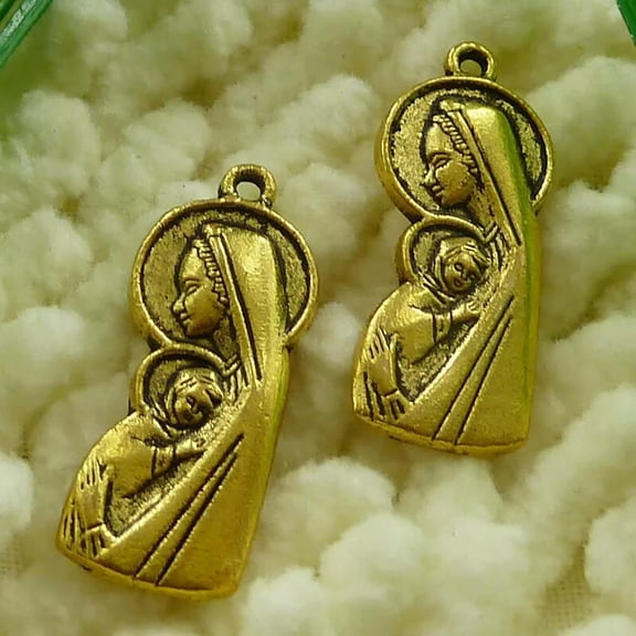 K-KED 135 Pcs Antique Gold Plated Mother Son Charms 25X10MM S2470 DIY Delicate Jewelry Making