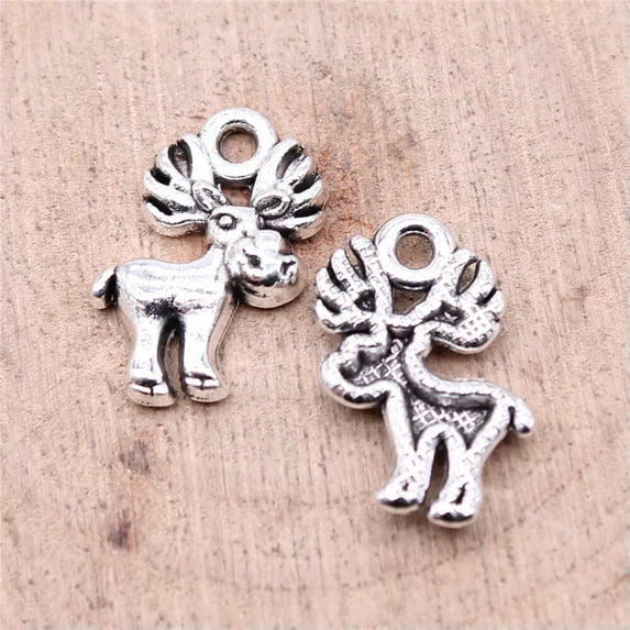 K-KED 140 Pcs Tibetan Silver Deer Charms Pendant 16x10MM Diy Making B16103
