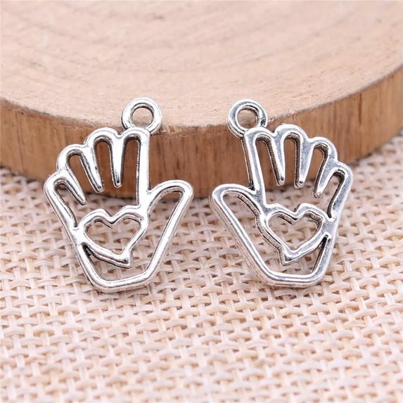 K-KED 140 Pcs Tibetan Silver Hand Charms Pendant 19x14mm Diy Making B16197