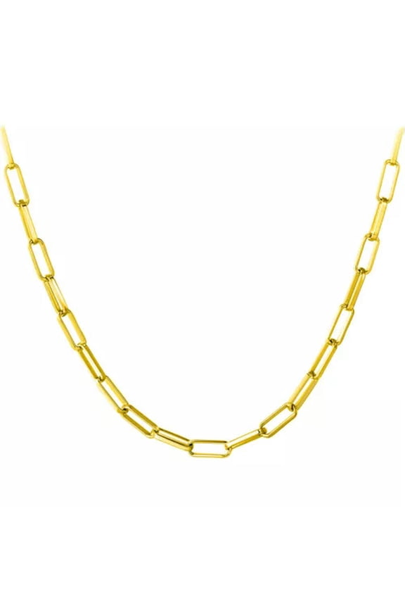 14k Gold Filled Paper Clip Chain Necklace Long Link Layered Stacking Necklaces-14K Gold Filled-22"