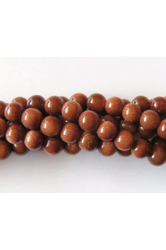 15" 8mm Round Created Gemstone Beads - Coffee Goldstone