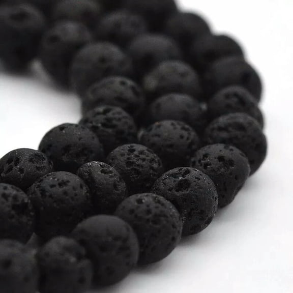K-KED 15"Strand 6mm Natural Lava Rock Plain Round Diffuser Beads