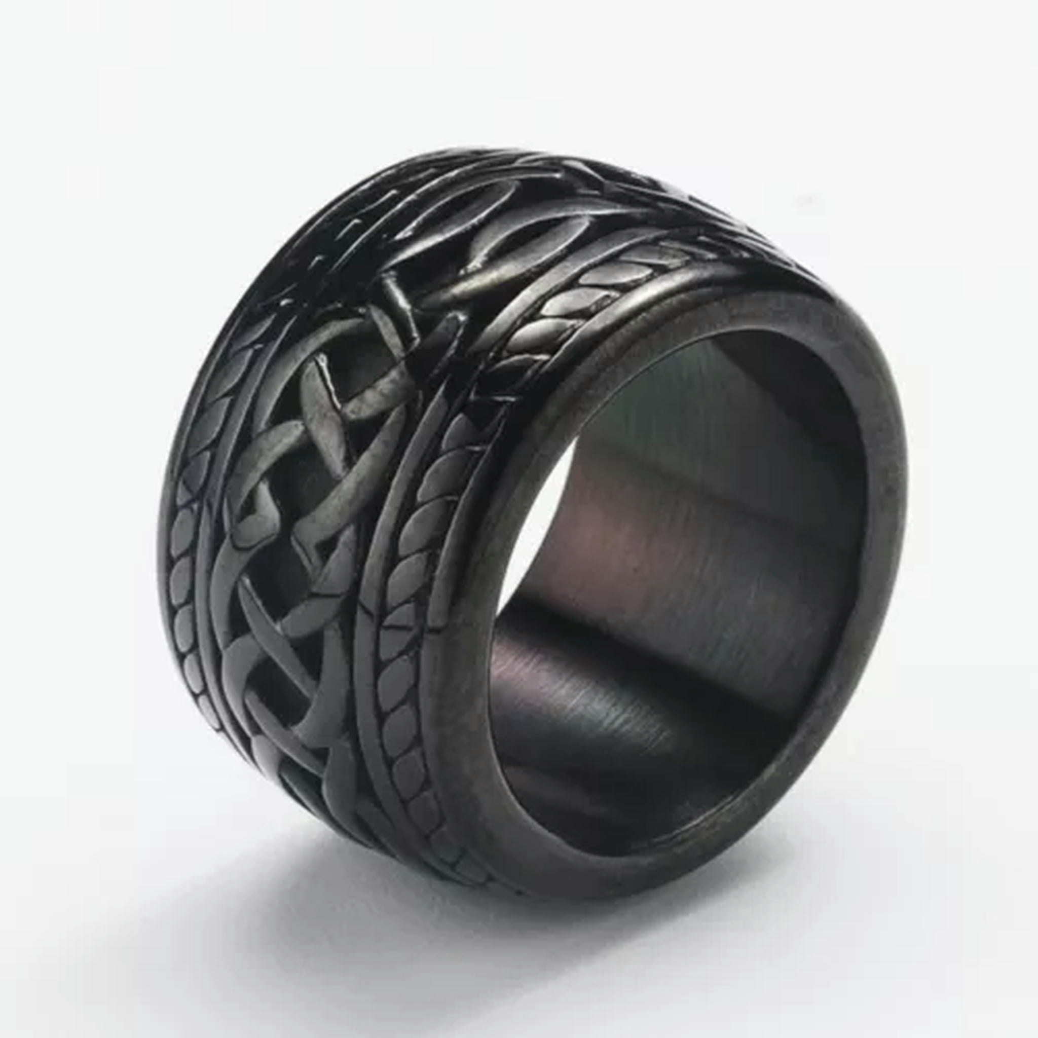 Big Patterned Rings K-KED 15mm Big Retro Pattern Wedding Ring Stainless Steel Vintage Biker ...