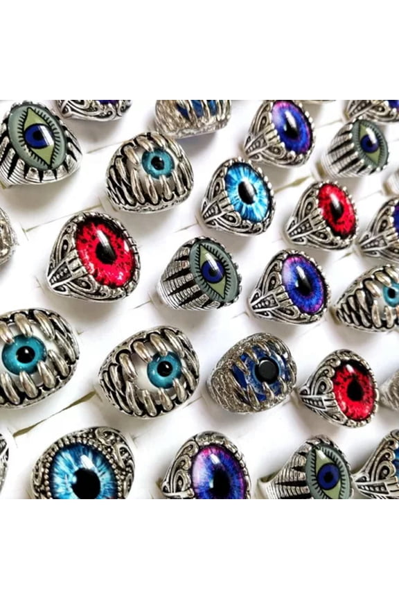 15pcs Men Exaggerated Devil's Eye Ring Night Club Bar Party Accessories