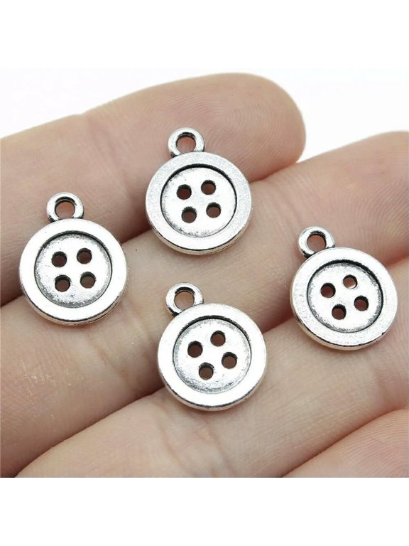 160 Pcs Antique Silver button Charms Pendant 16x12MM B14086