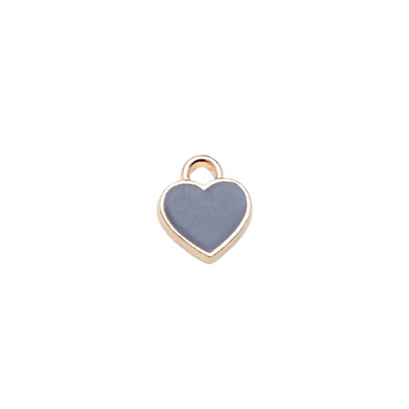K-KED 160 pcs KC Gold Color Alloy Enamel Heart Charms 8x6.8MM DIY Delicate Jewelry Making-Black