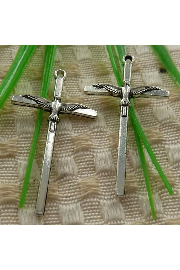 162 Pcs Tibetan Silver Dove Cross Charms 40X22MM S4199 DIY Delicate Jewelry Making