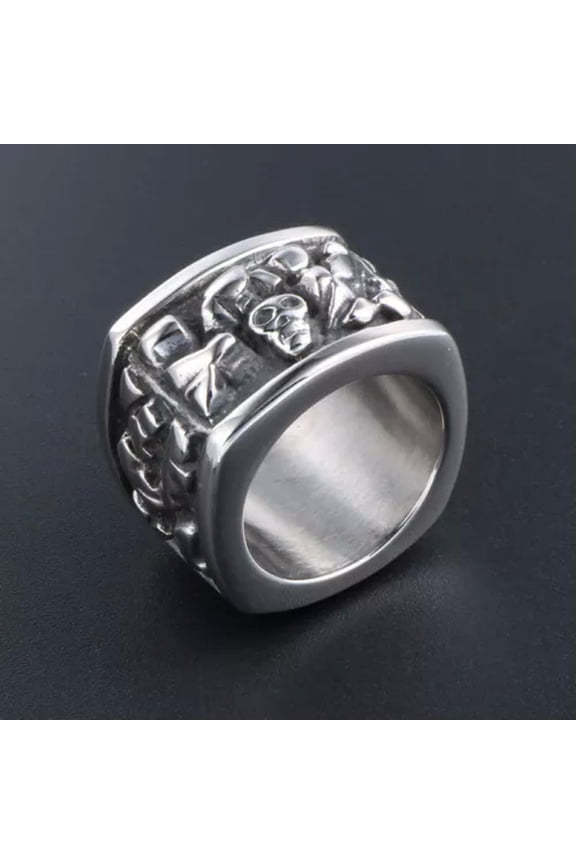 16MM MEN'S BIG SOLID THUMB RING STAINLESS STEEL GOTHIC SKULL RINGS BIKER PUNK-7