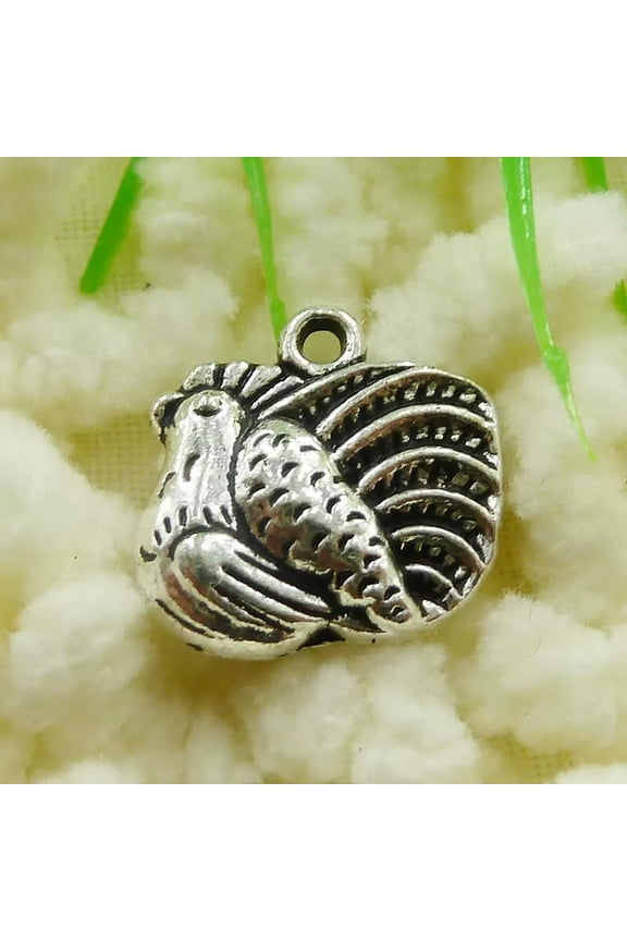 180 Pieces Tibetan Silver Chicken Charms Pendant 14X14MM S149 DIY Delicate Jewelry Making