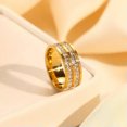 thumbnail image 1 of K-KED 18k Gold Plated 2-rows Crystal Band Ring Womens Mens Wedding Delicate Jewelry Accessories-Gold-6, 1 of 9
