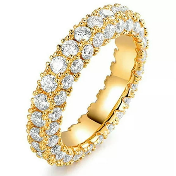 K-KED 18k Yellow Gold Plated Rings Cubic Zirconia Elegant Delicate Jewelry Women Gifts Sz 6-10-10-Silver