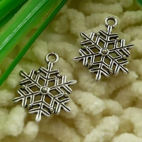 K-KED 195 Pcs Tibetan Silver Snowflake Charms Pendant 22X17MM S2687 DIY Delicate Jewelry Making