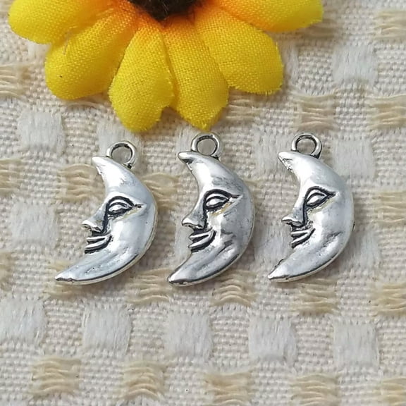 K-KED 198 Pcs Tibetan Silver moon Charms Pendant 19x8MM S5201 DIY Delicate Jewelry Making