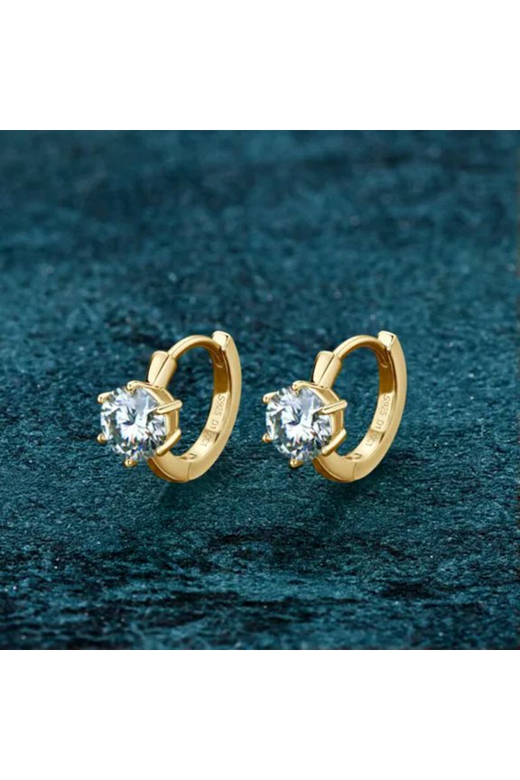 1CT Moissanite Huggie Hoop Earrings Women Sterling Silver 6-Prong D Color Round