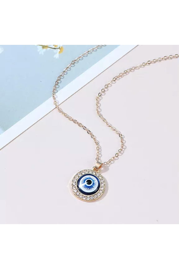1PC Turkish Crystal Evil Eyes Pendant Necklace For Womens Delicate Jewelry Gold Neckla:yq-Gold