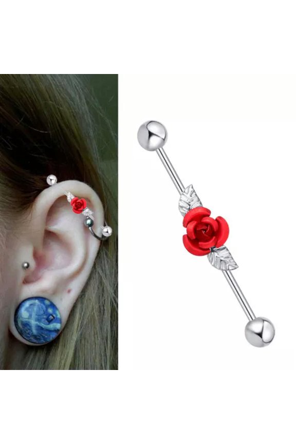 1PCS Surgical Steel Industrial Bar Ear Barbell Ring 14G Body Scaffold Piercing-#01