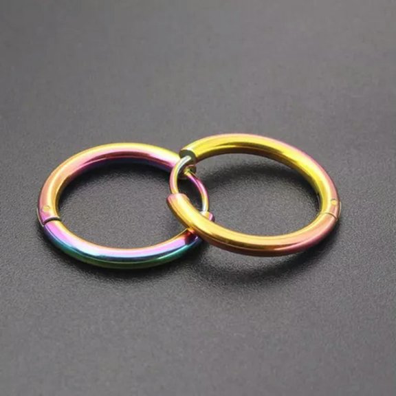 K-KED 1Pair Surgical Steel Segment Nose Septum Clicker Ear Helix Tragus Ring Hoop Punk-Multicolor-2.5*20mm