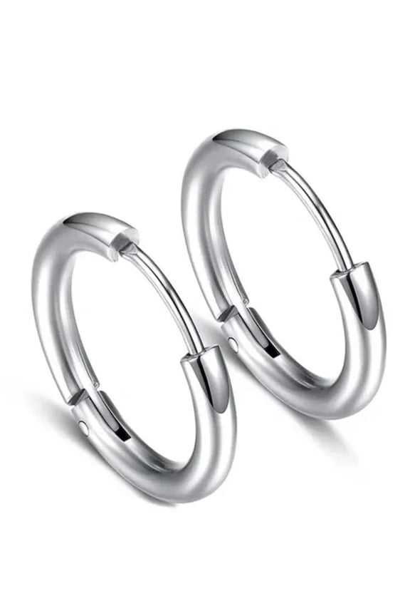 1Pair Surgical Steel Segment Nose Septum Clicker Ear Helix Tragus Ring Hoop Punk-Silver-2.5*16mm